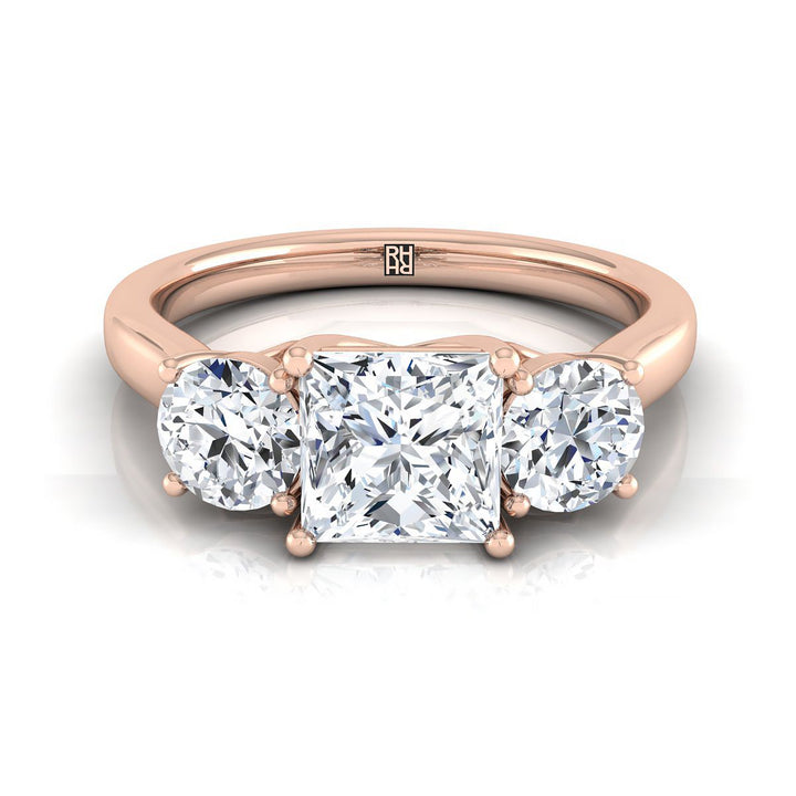 The Natalie Select Three Stone Engagement Ring with Lab Diamond in 14K Rose Gold - view 1