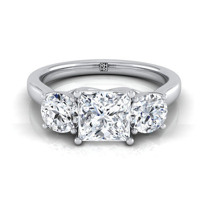 Classic Three Stone Princess, in Platinum, pave setting | RockHer