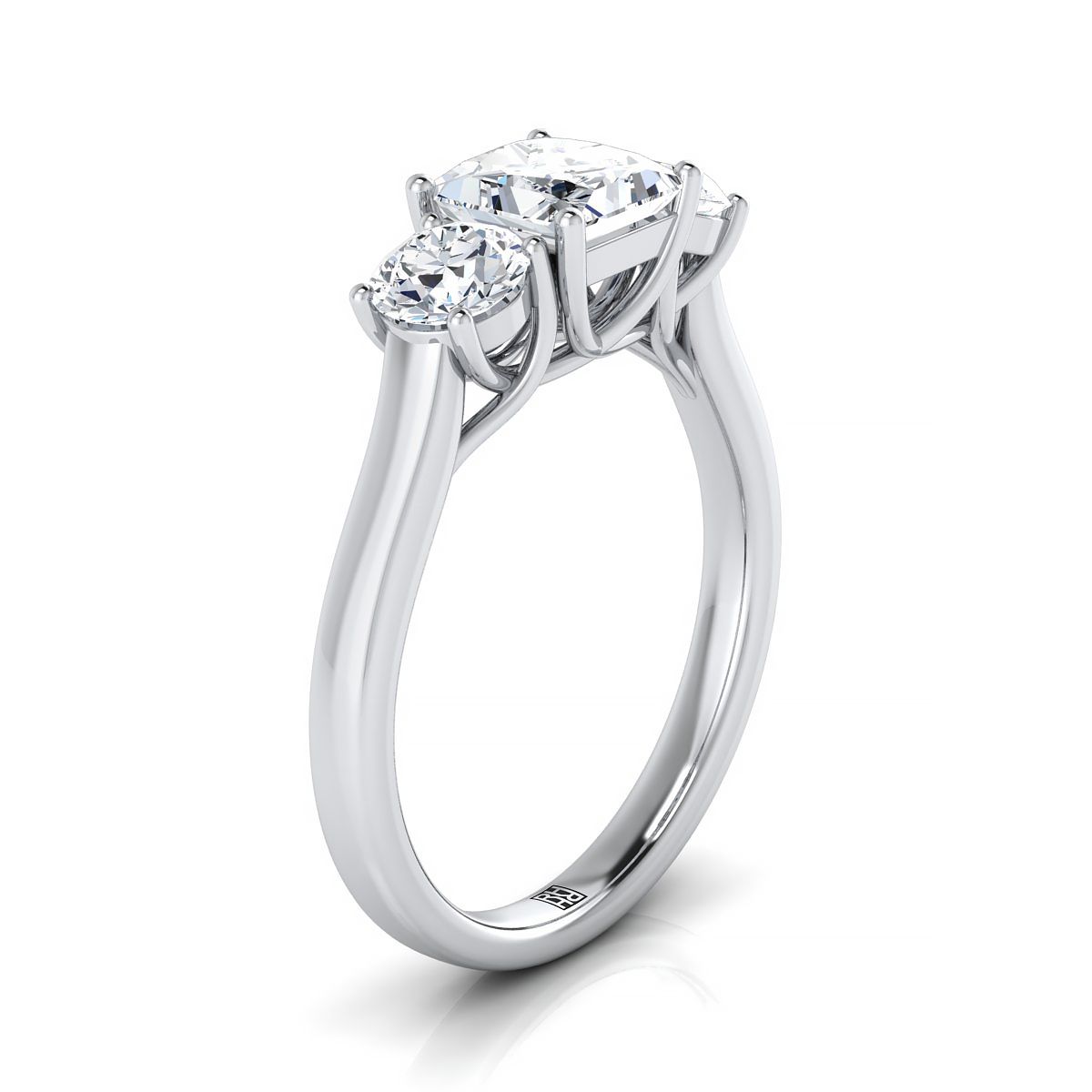 Select Three Stone styling on The Natalie princess engagement ring setting | RockHer