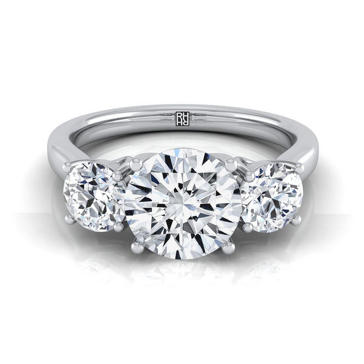 Round Brilliant, Classic Three Stone Round, in Platinum, pave setting – view 8 | RockHer