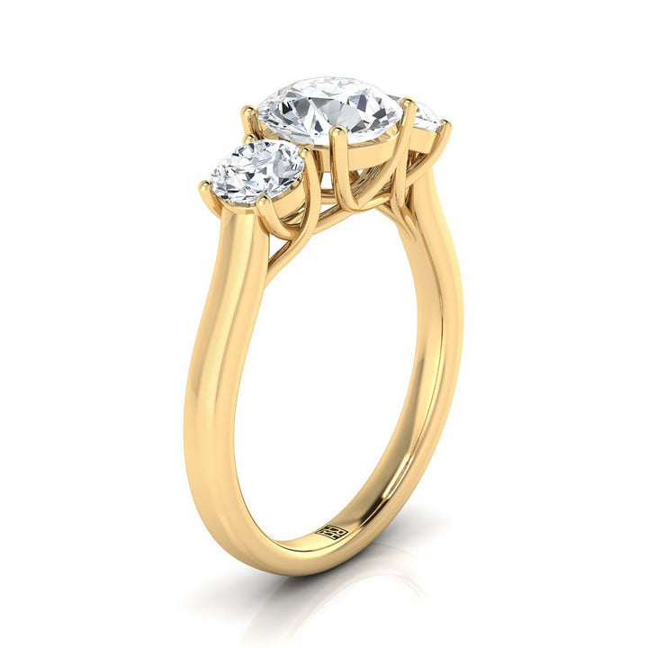 Natalie Select Three Stone Round Lab Diamond Engagement Ring in 18K Yellow Gold | RockHer
