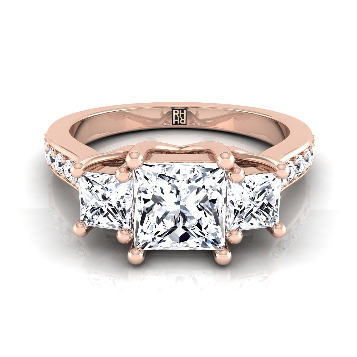 The Avery princess engagement ring setting in 14K Rose Gold | RockHer