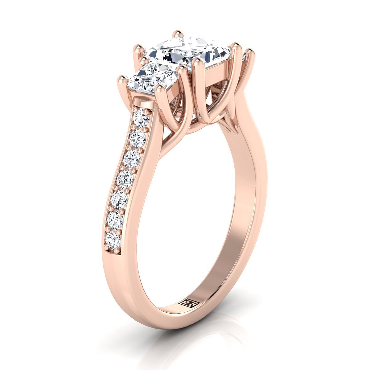 Select Three Stone styling on The Avery princess engagement ring setting | RockHer