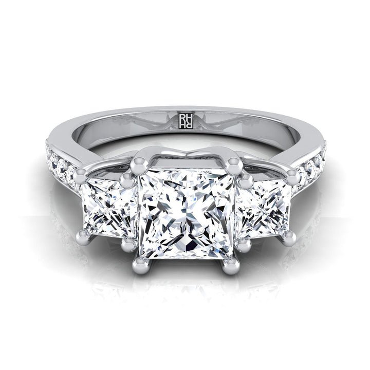 The Avery Select Three Stone Engagement Ring with Lab Diamond in Platinum - view 1