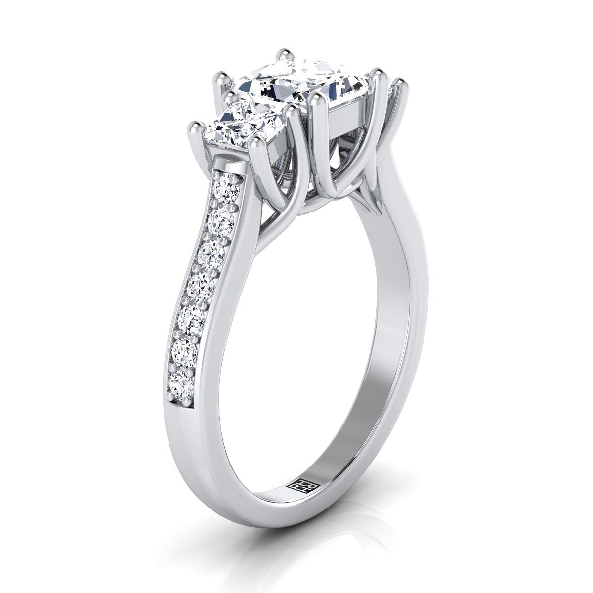 Select Three Stone styling on The Avery princess engagement ring setting | RockHer