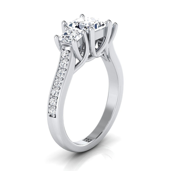The Avery Select Three Stone Engagement Ring with Lab Diamond in 18K White Gold - view 2