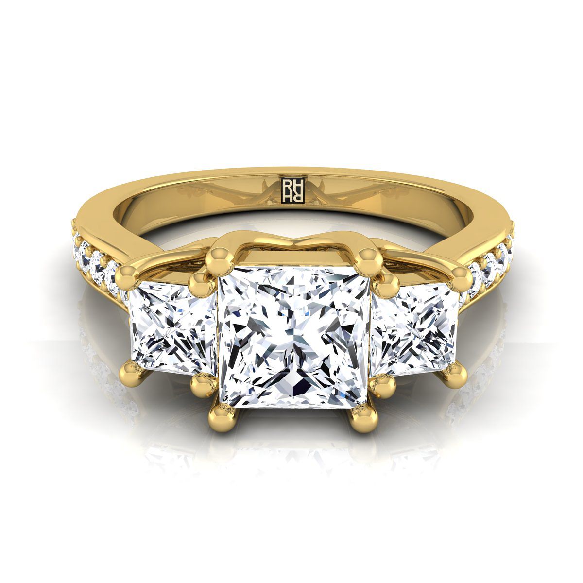 The Avery princess engagement ring setting in 18K Yellow Gold | RockHer