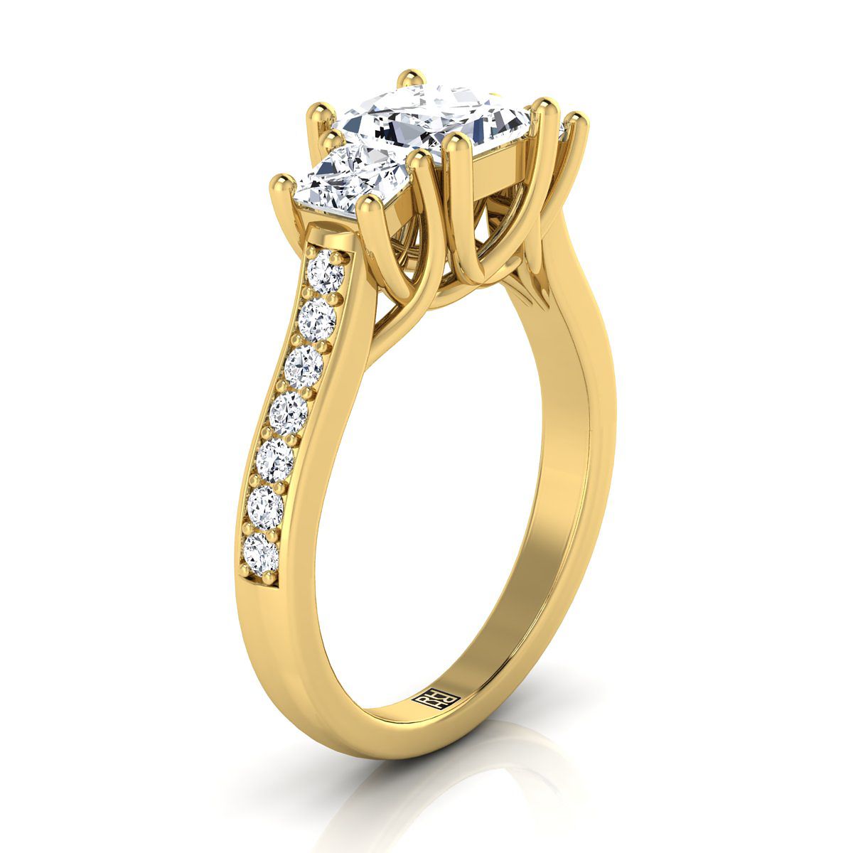 Select Three Stone styling on The Avery princess engagement ring setting | RockHer