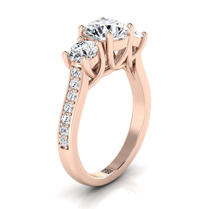 Avery Select Channel Pavé Three Stone Round Lab Diamond Engagement Ring in 14K Rose Gold | RockHer
