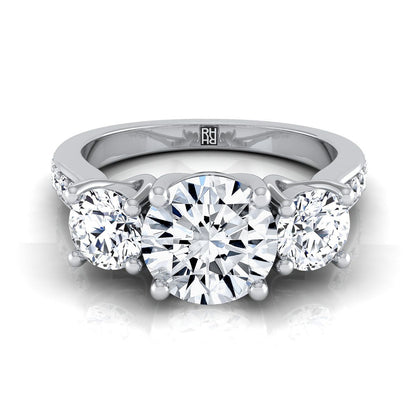 Avery Select Three Stone Round Lab Diamond Engagement Ring in Platinum | RockHer