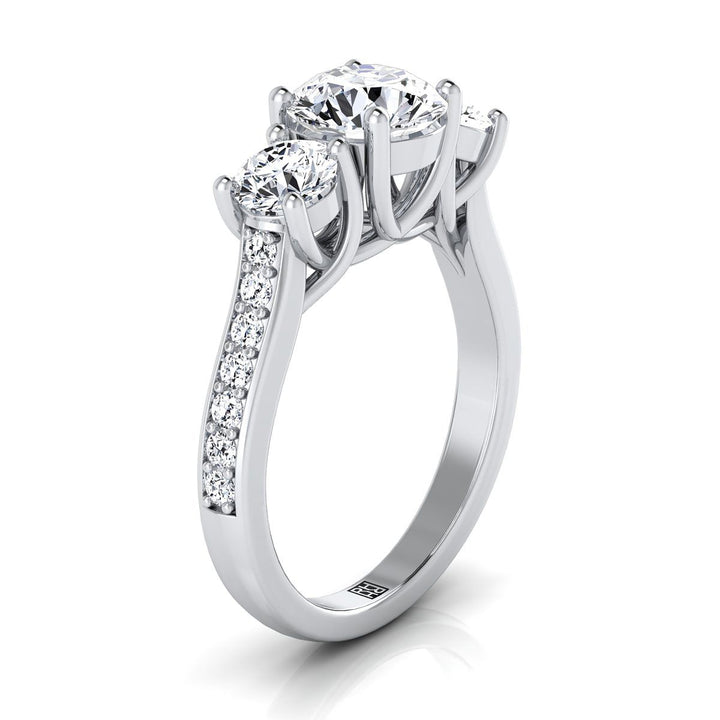 Avery Select Three Stone Round Lab Diamond Engagement Ring in Platinum | RockHer