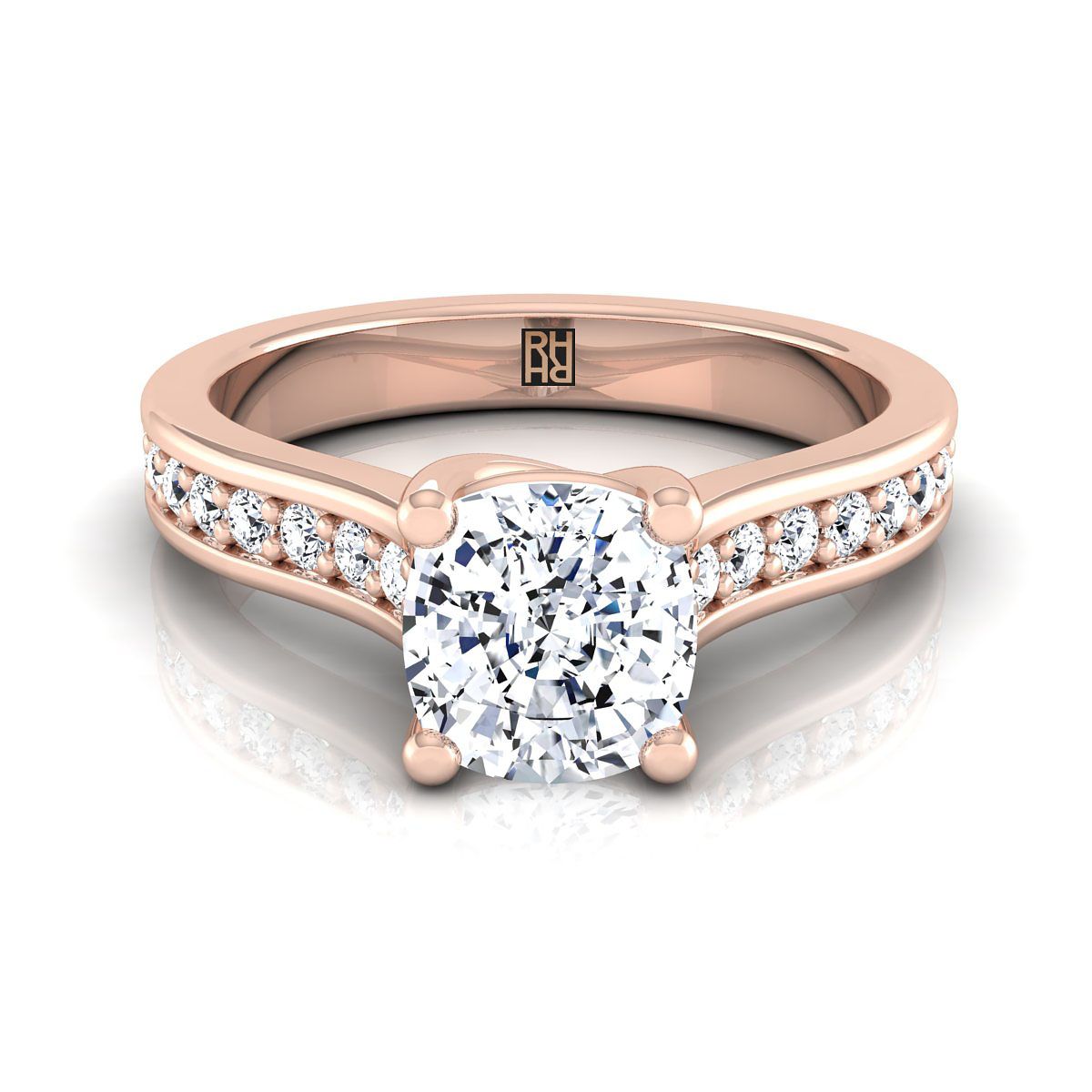 The Celesta cushion engagement ring setting in 14K Rose Gold | RockHer