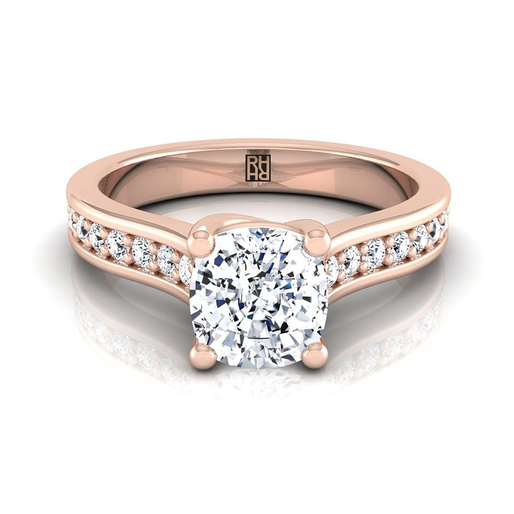 Channel Set Pavé Cushion, in 14K Rose Gold, pave setting | RockHer