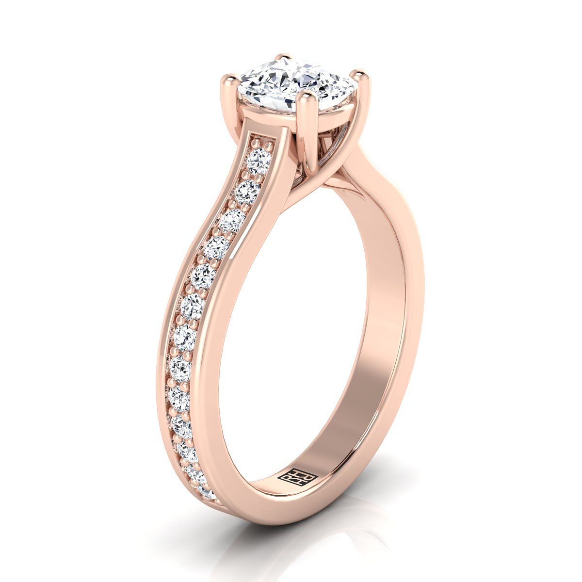 The Celesta Select Channel Set Engagement Ring with Lab Diamond in 14K Rose Gold - view 2