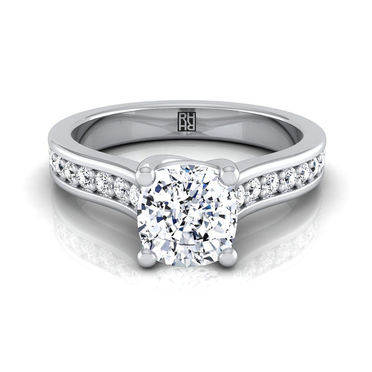 The Celesta Select Channel Set Cushion Cut Lab Diamond Engagement Ring in Platinum