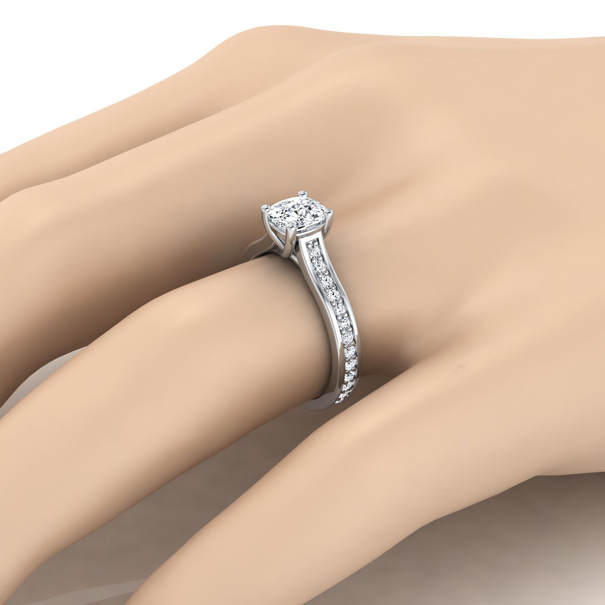 The Celesta Select Channel Set Engagement Ring with Lab Diamond in 18K White Gold - view 3