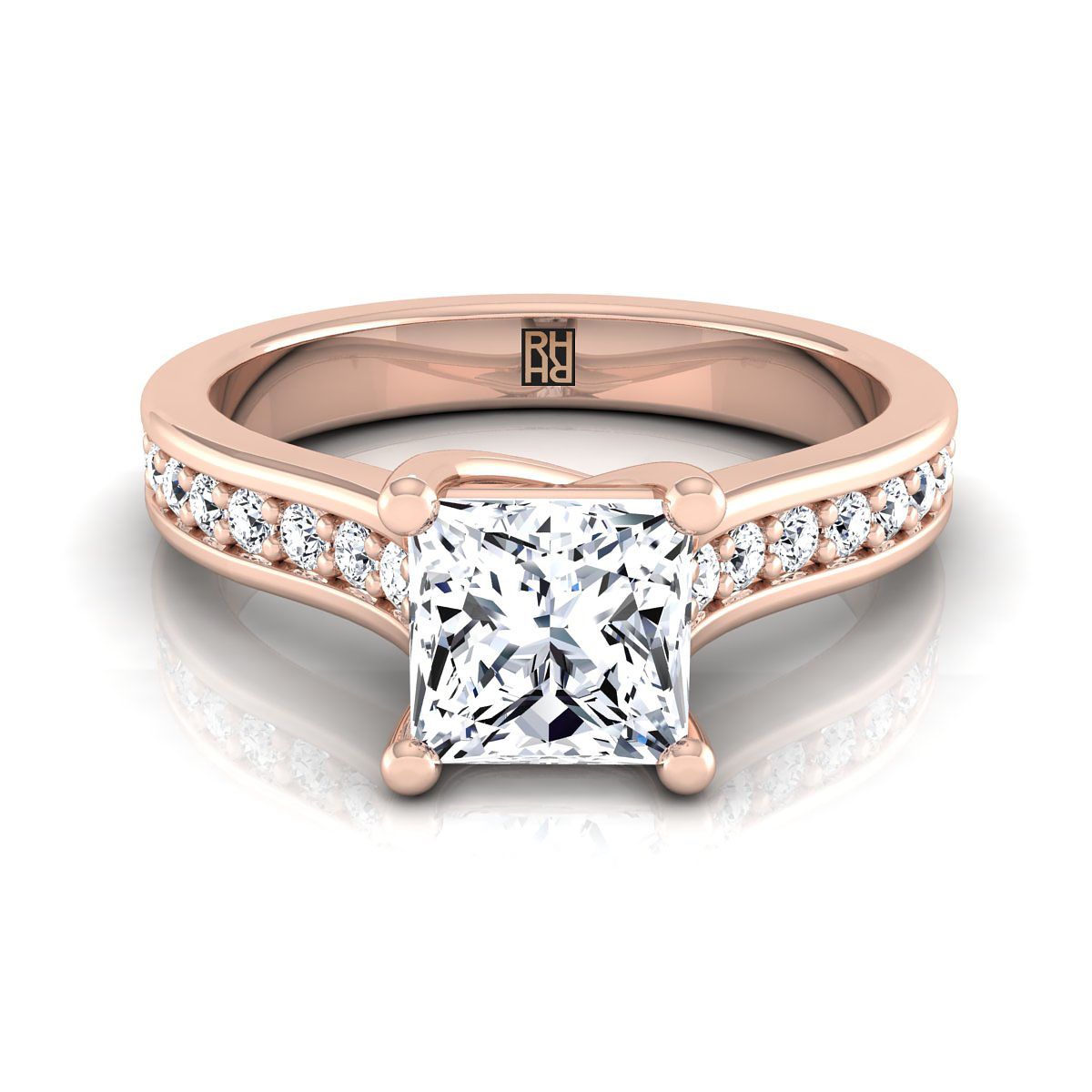 The Celesta princess engagement ring setting in 14K Rose Gold | RockHer