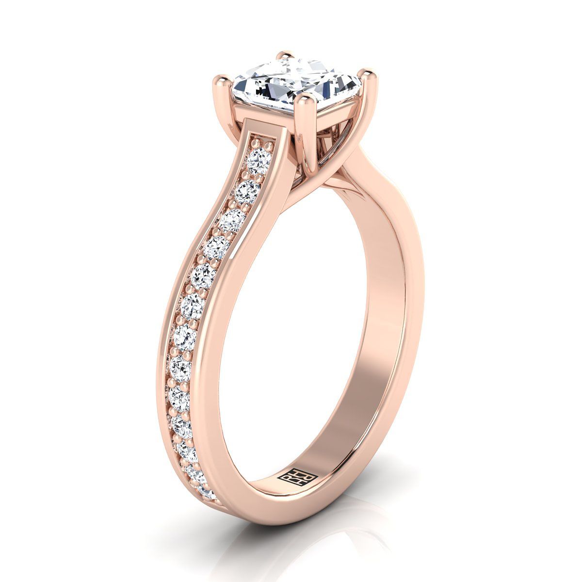 The Celesta Select Channel Set Engagement Ring with Lab Diamond in 14K Rose Gold - view 2