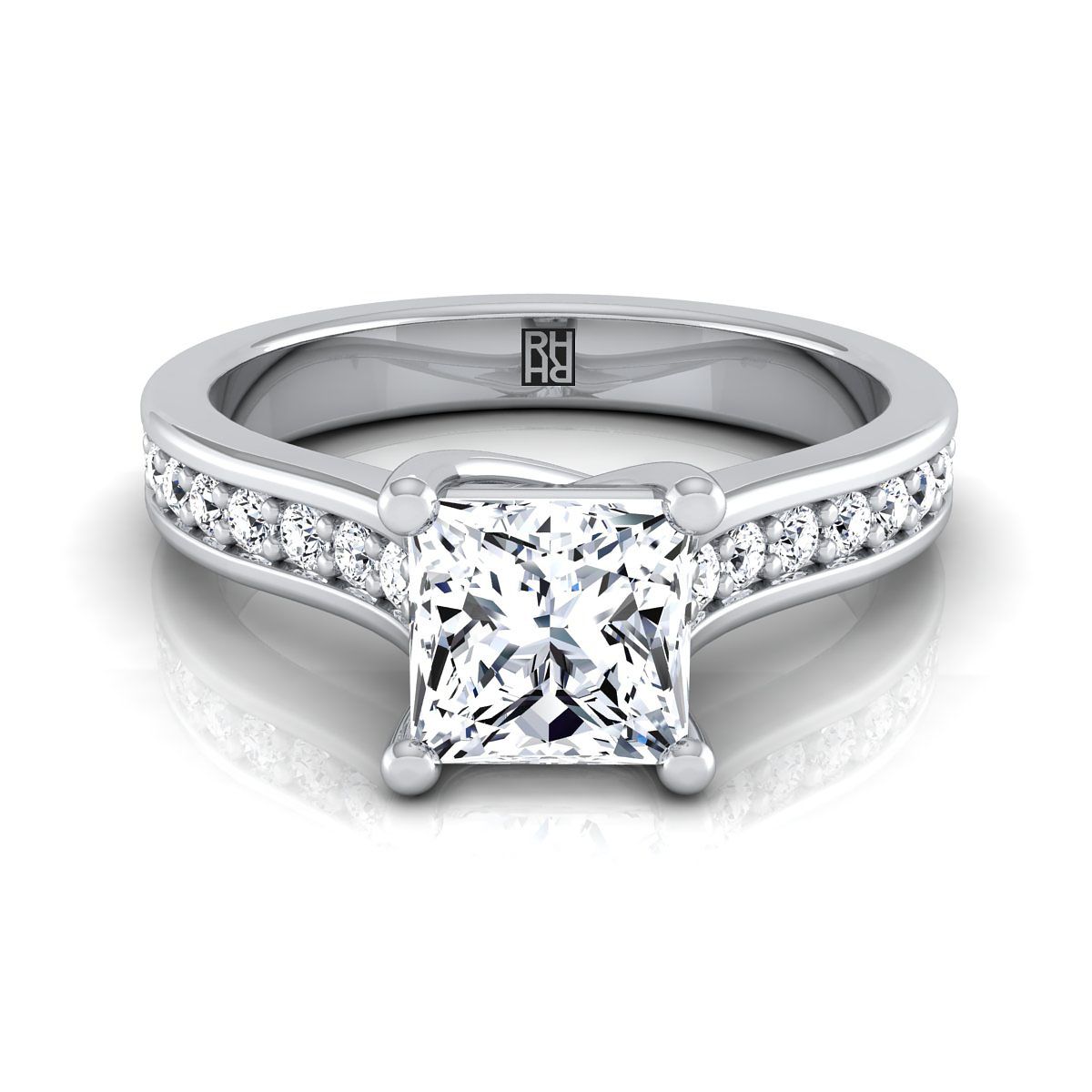 The Celesta princess engagement ring setting in 18K White Gold | RockHer