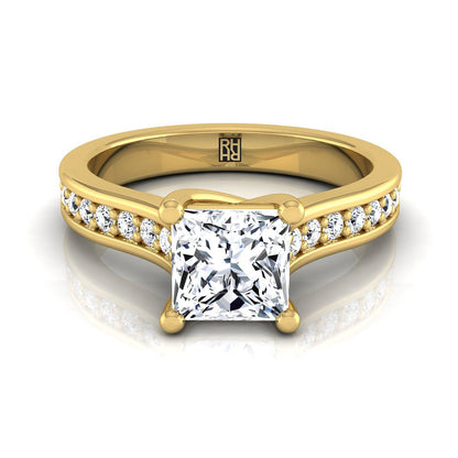 Celesta Select Channel Set Pavé Pr Princess Cut Lab Diamond Engagement Ring in 18K Yellow Gold | RockHer