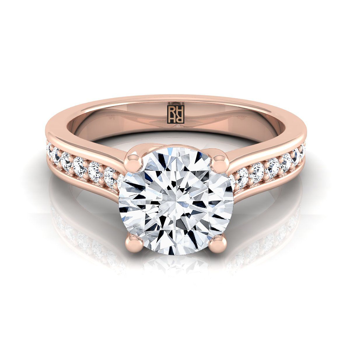 The Celesta round engagement ring setting in 14K Rose Gold | RockHer