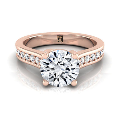 Round Brilliant, Channel Set Pavé, in 14K Rose Gold, pave setting | RockHer