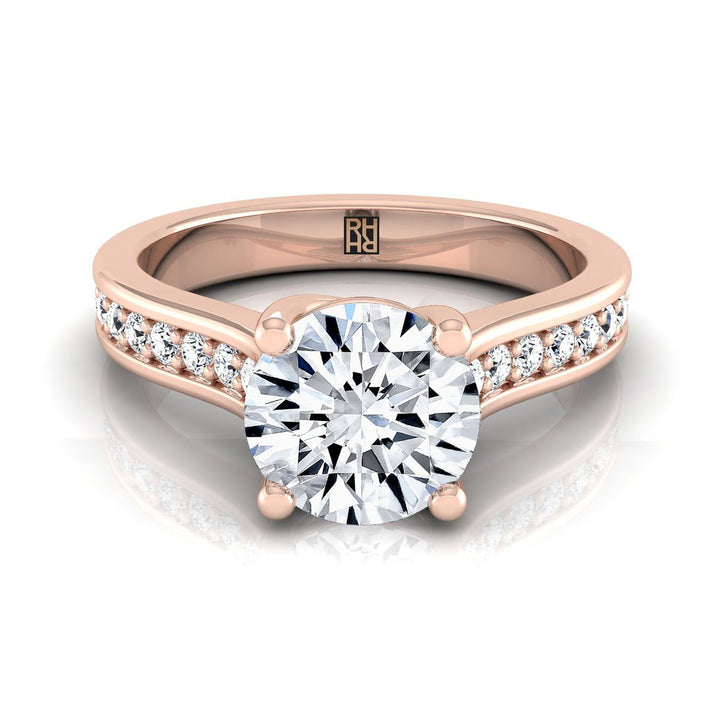 Round Brilliant, Channel Set Pavé, in 14K Rose Gold, pave setting | RockHer