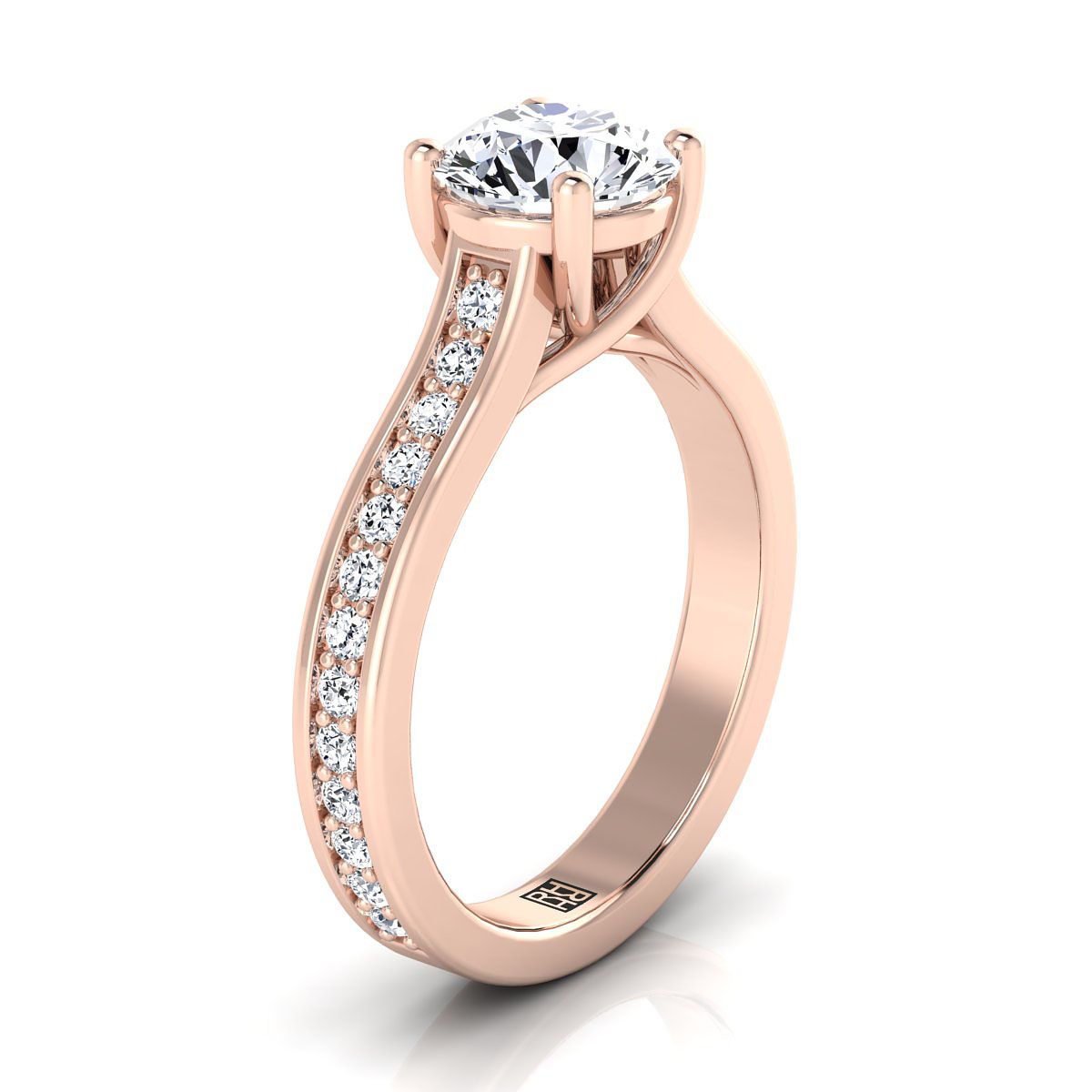 The Celesta Select Channel Set Engagement Ring with Lab Diamond in 14K Rose Gold - view 2