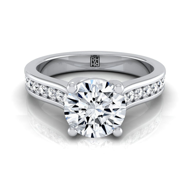 The Celesta Channel Set Pavé Round Engagement Ring Setting in Platinum