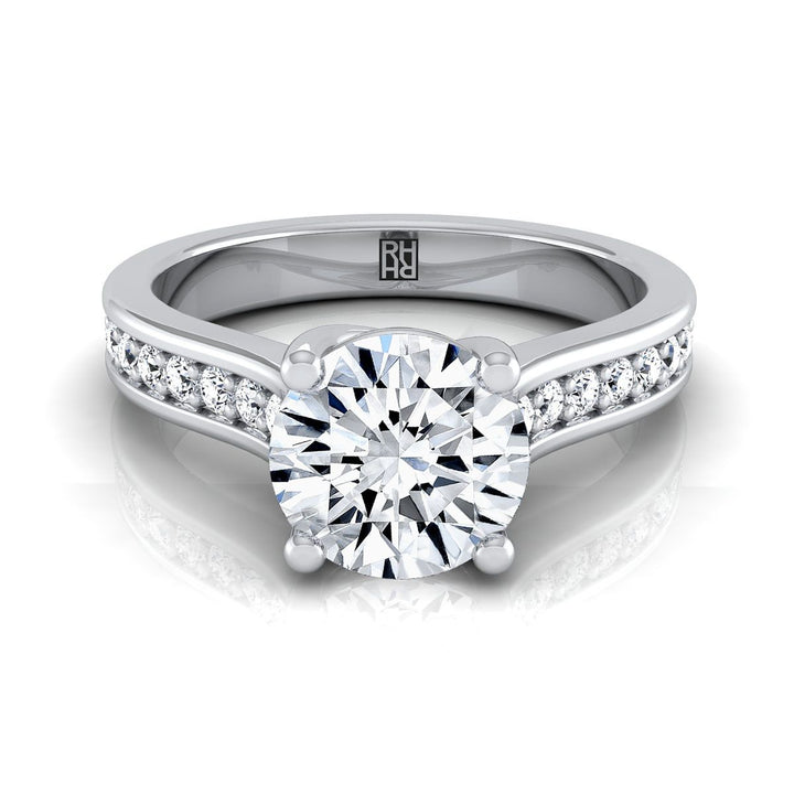 Round Brilliant, Channel Set Pavé, in 18K White Gold, pave setting | RockHer