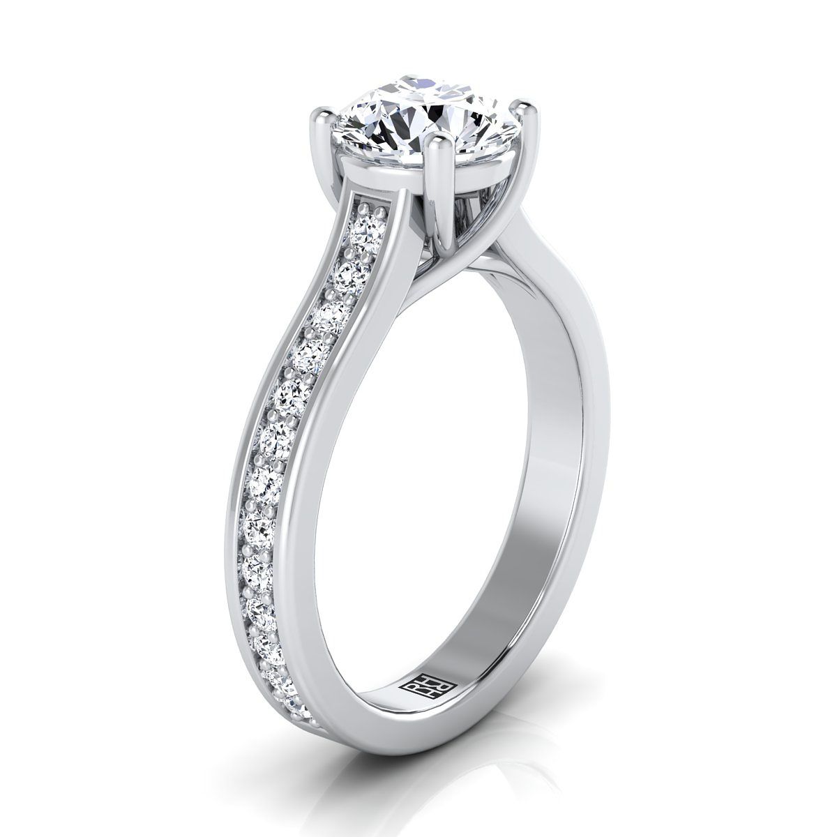 The Celesta Select Channel Set Engagement Ring with Lab Diamond in 18K White Gold - view 2