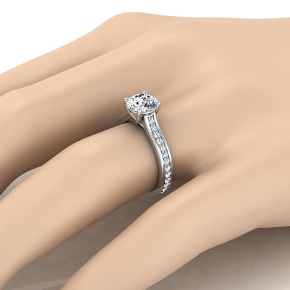 Round Brilliant, Channel Set Pavé, in Platinum, pave setting – detail view | RockHer