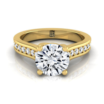 Round Brilliant, Channel Set Pavé, in 18K Yellow Gold, pave setting | RockHer