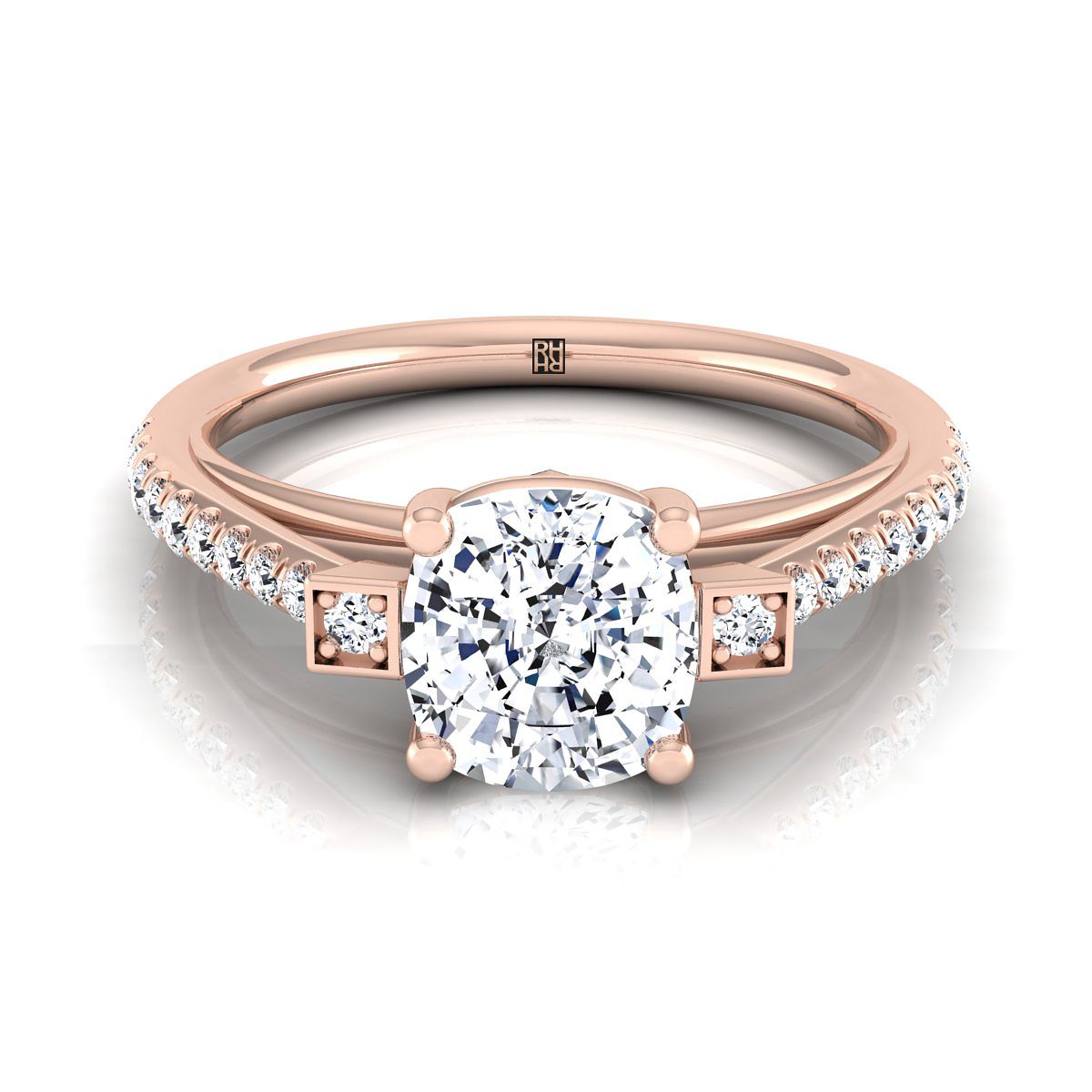 The Demi cushion engagement ring setting in 14K Rose Gold | RockHer