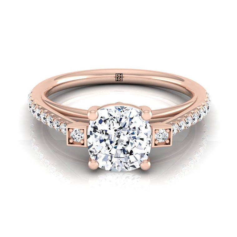 The Demi Select Pavé Cushion Cut Lab Diamond Engagement Ring in 14K Rose Gold