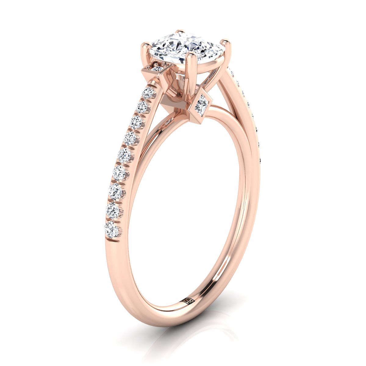 Select Pavé Cut styling on The Demi cushion engagement ring setting | RockHer