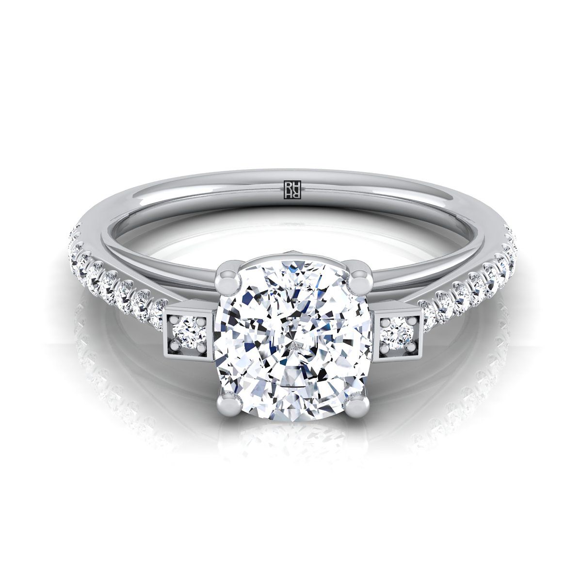 The Demi cushion engagement ring setting in Platinum | RockHer