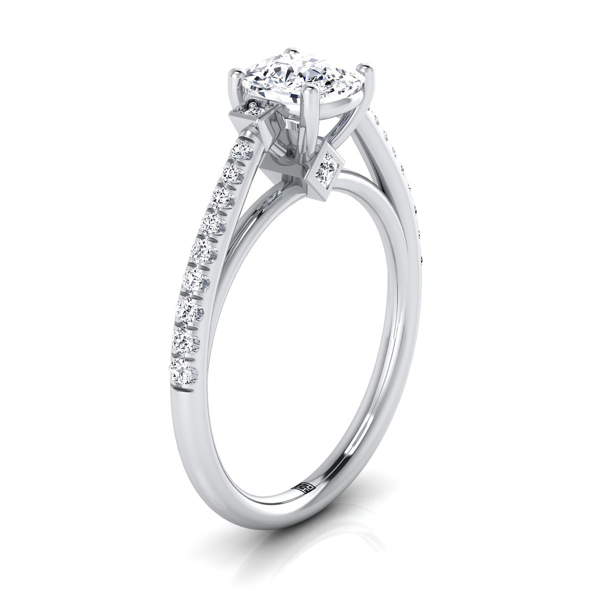 Select Pavé Cut styling on The Demi cushion engagement ring setting | RockHer