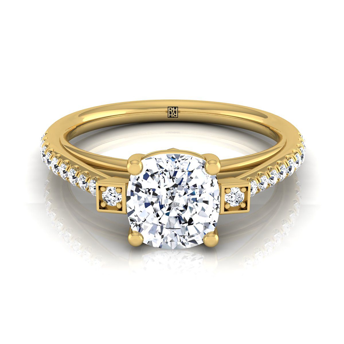 The Demi cushion engagement ring setting in 18K Yellow Gold | RockHer