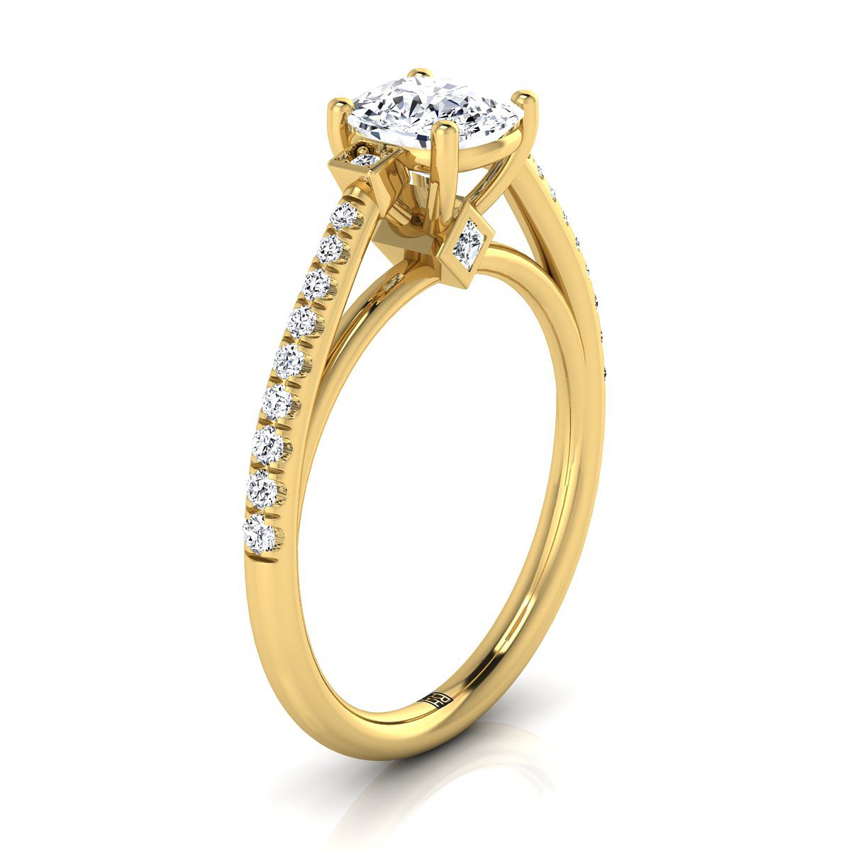 Select Pavé Cut styling on The Demi cushion engagement ring setting | RockHer