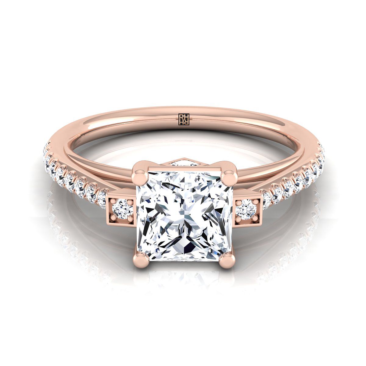 The Demi princess engagement ring setting in 14K Rose Gold | RockHer