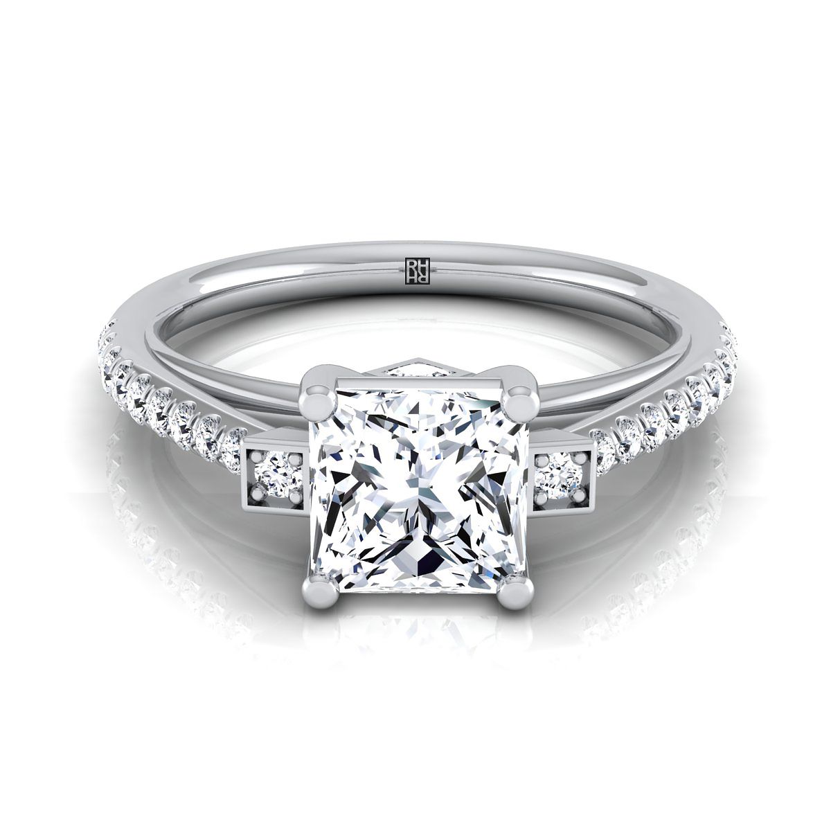 The Demi princess engagement ring setting in Platinum | RockHer