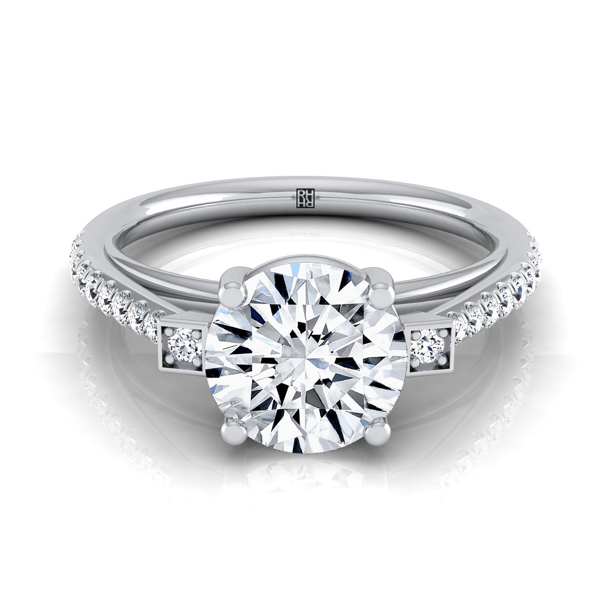 The Demi round engagement ring setting in 18K White Gold | RockHer