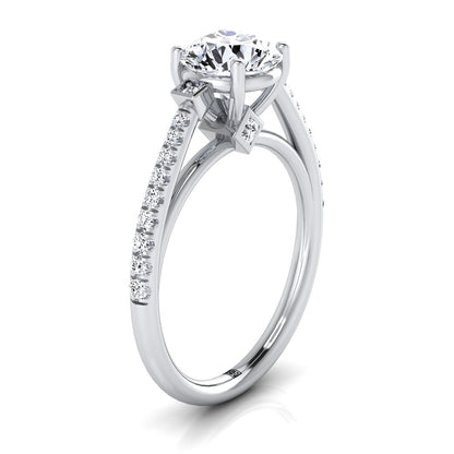 Round Brilliant, Delicate Split Shank Pavé, in 18K White Gold, pave setting – side profile | RockHer