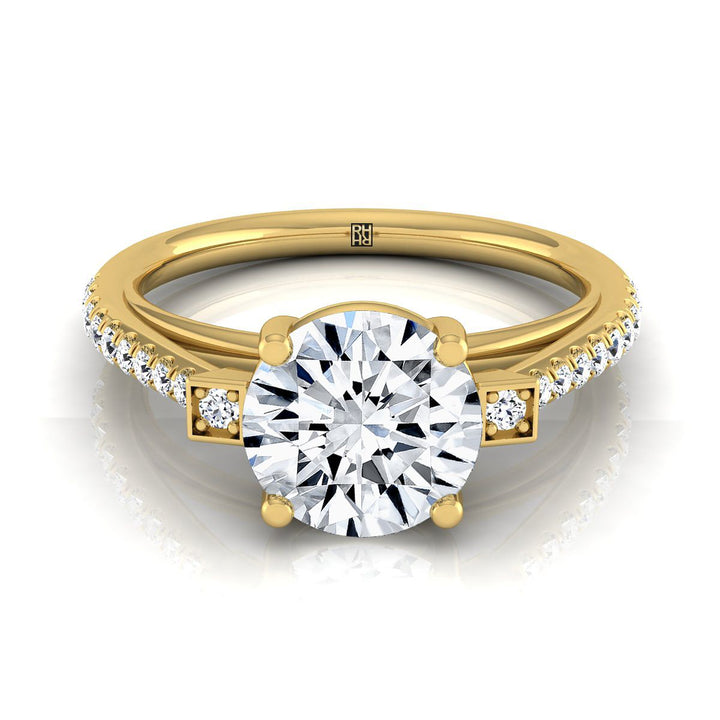 Round Brilliant, Delicate Split Shank Pavé, in 18K Yellow Gold, pave setting | RockHer