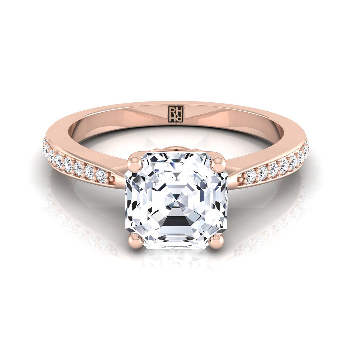 The Carrie asscher engagement ring setting in 14K Rose Gold | RockHer