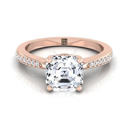 Tapered Pavé Asscher, in 14K Rose Gold, pave setting | RockHer