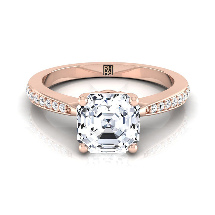 Tapered Pavé Asscher, in 14K Rose Gold, pave setting | RockHer