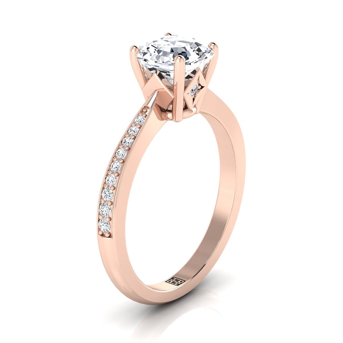 Select Pavé Cut styling on The Carrie asscher engagement ring setting | RockHer