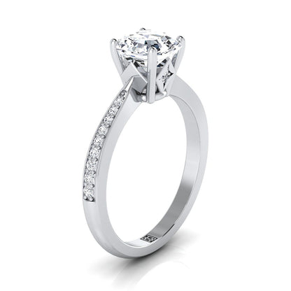 Tapered Pavé Asscher, in 18K White Gold, pave setting – side profile | RockHer